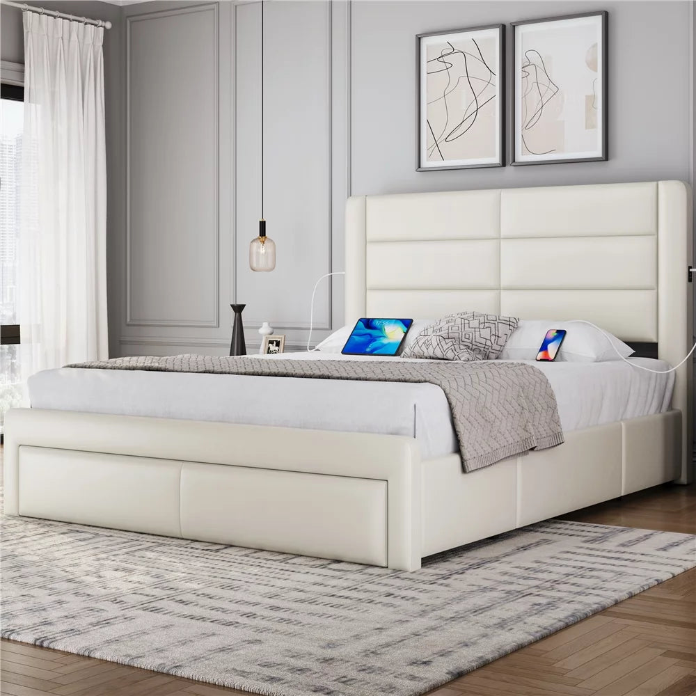 Black Queen Bed with 3 Storage Drawers O19728
