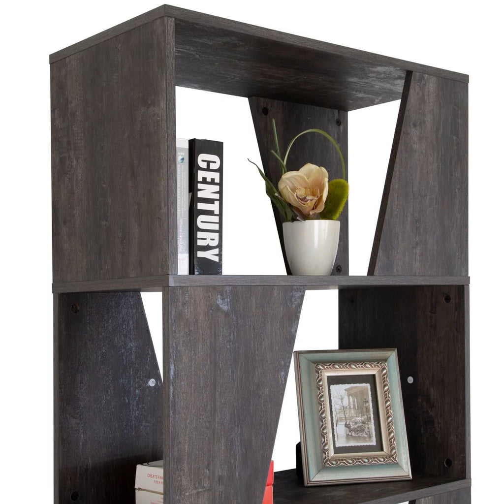 5-tier Wooden Bookcase in Washed Black Finish U97239