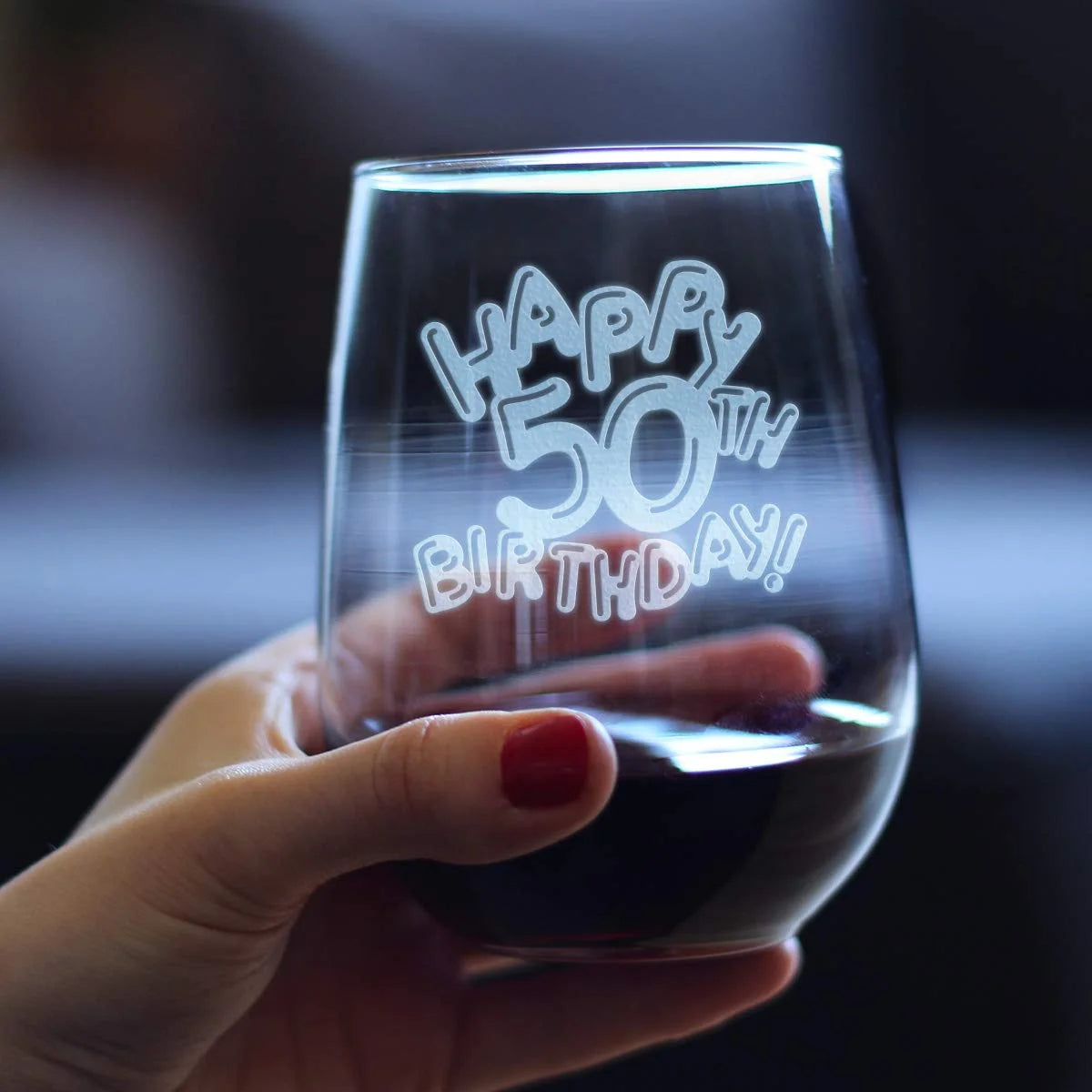 50Th Birthday Stemless Wine Glass 17 Oz T7413