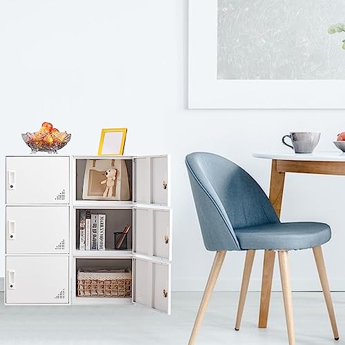 3 Door White Metal Storage Cabinet C671789