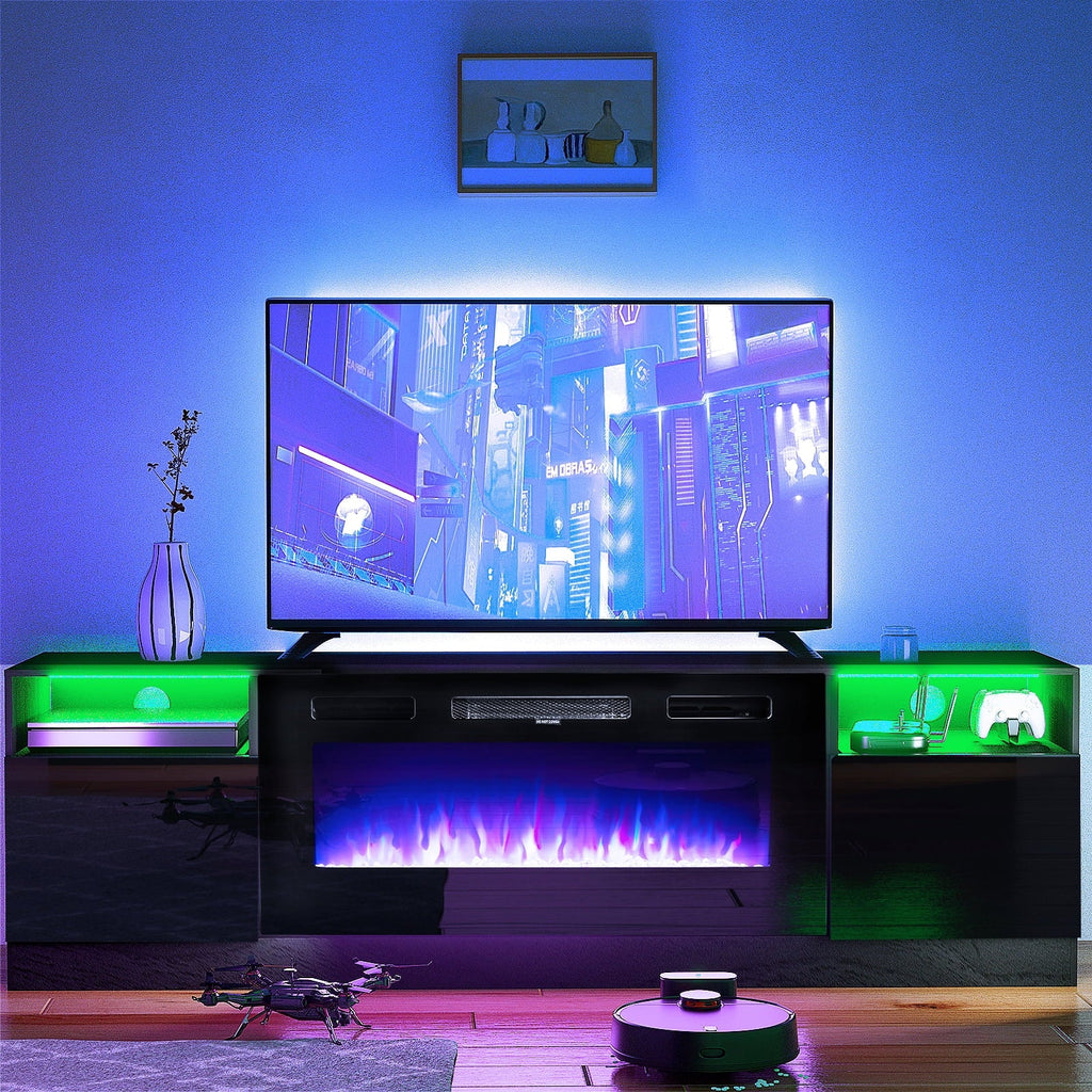 Black Fireplace TV Stand up to 80" with 36'' Electric Fireplace K15442