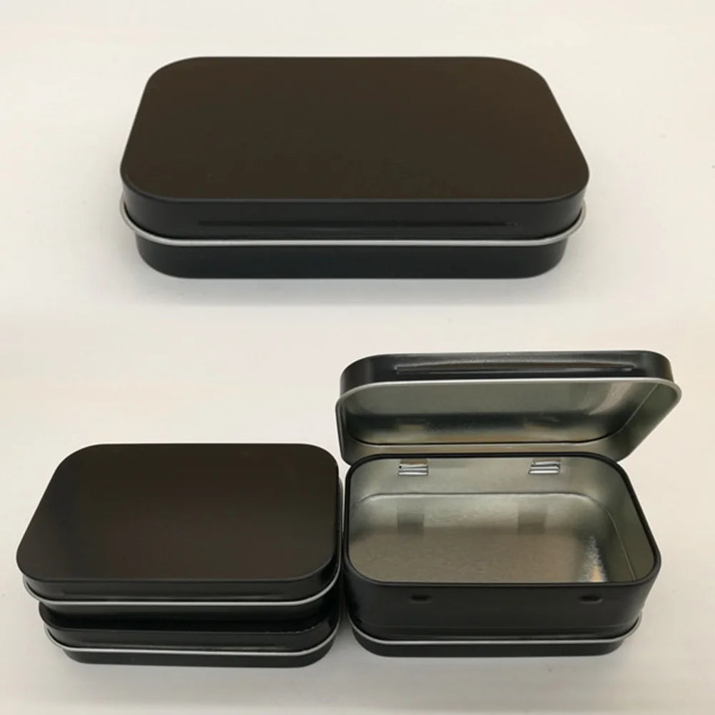 5 PCS Mini Rectangular Tin Storage Boxes with Lids Black V531