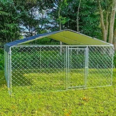 10ft x 10ft Metal Dog Kennel with Roof V6631