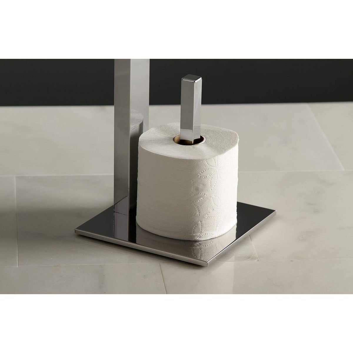 Freestanding Toilet Paper Holder with Storage Shelf Matte Black J937958