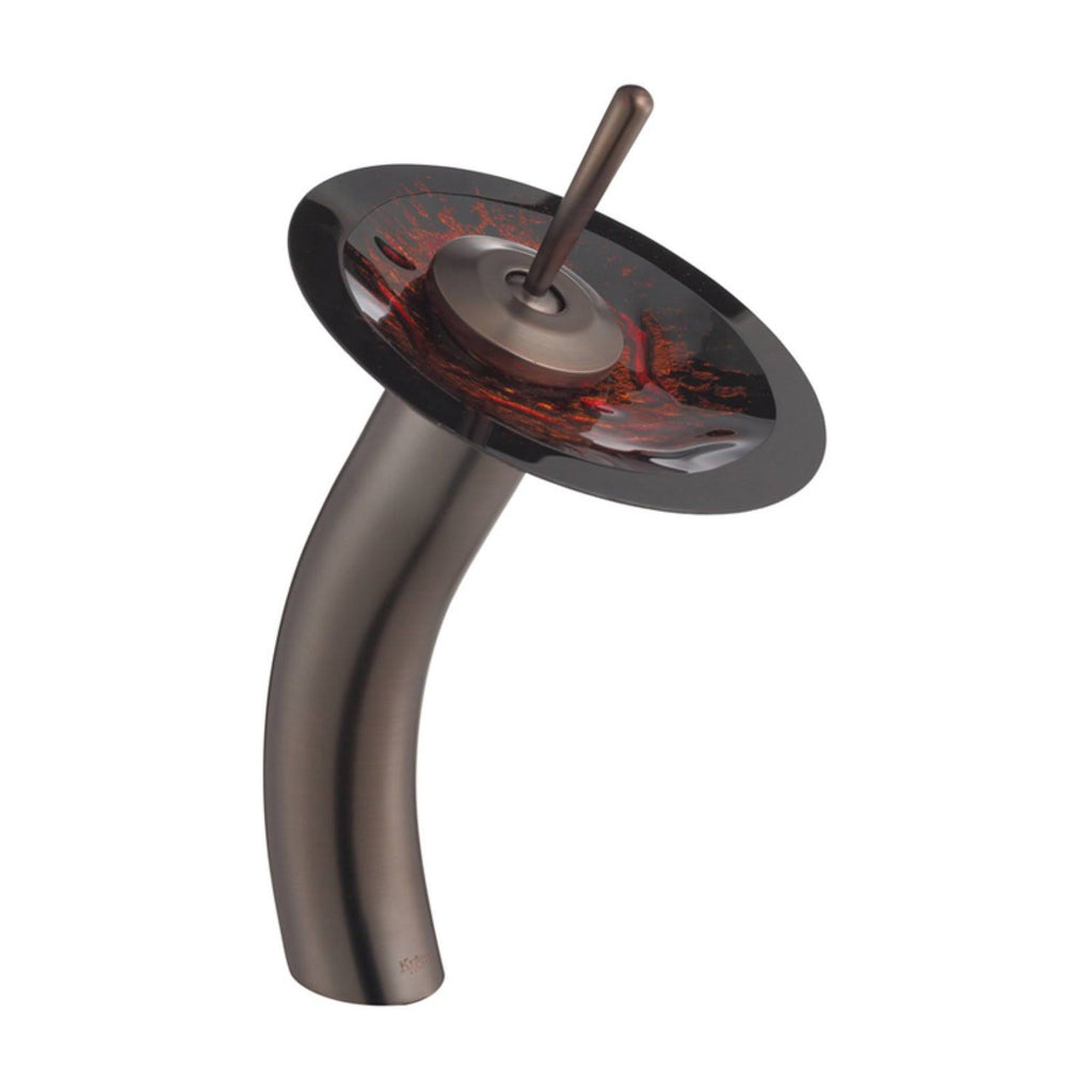 Lava Glass Vessel Sink and Waterfall Faucet Oil Rubbed Bronze M323