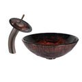 Lava Glass Vessel Sink and Waterfall Faucet Oil Rubbed Bronze M323