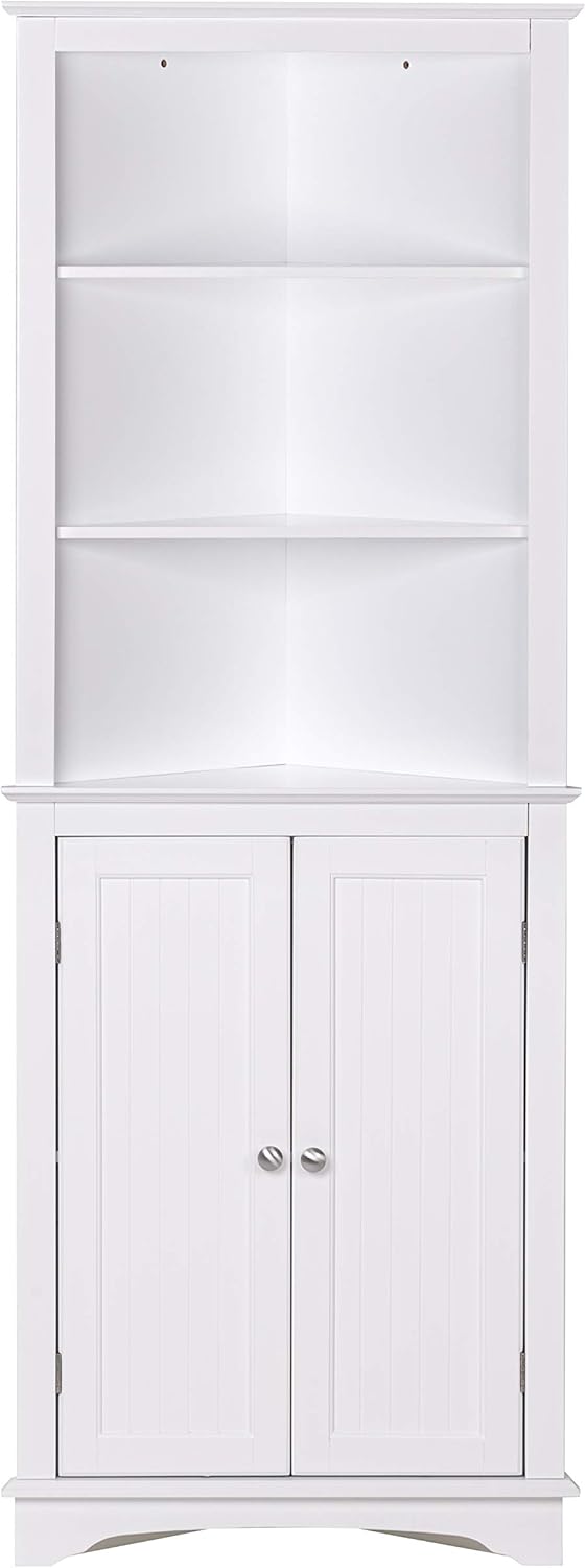 Tall Corner Cabinet with Two Doors and Three Tier Shelves, Espresso G796301