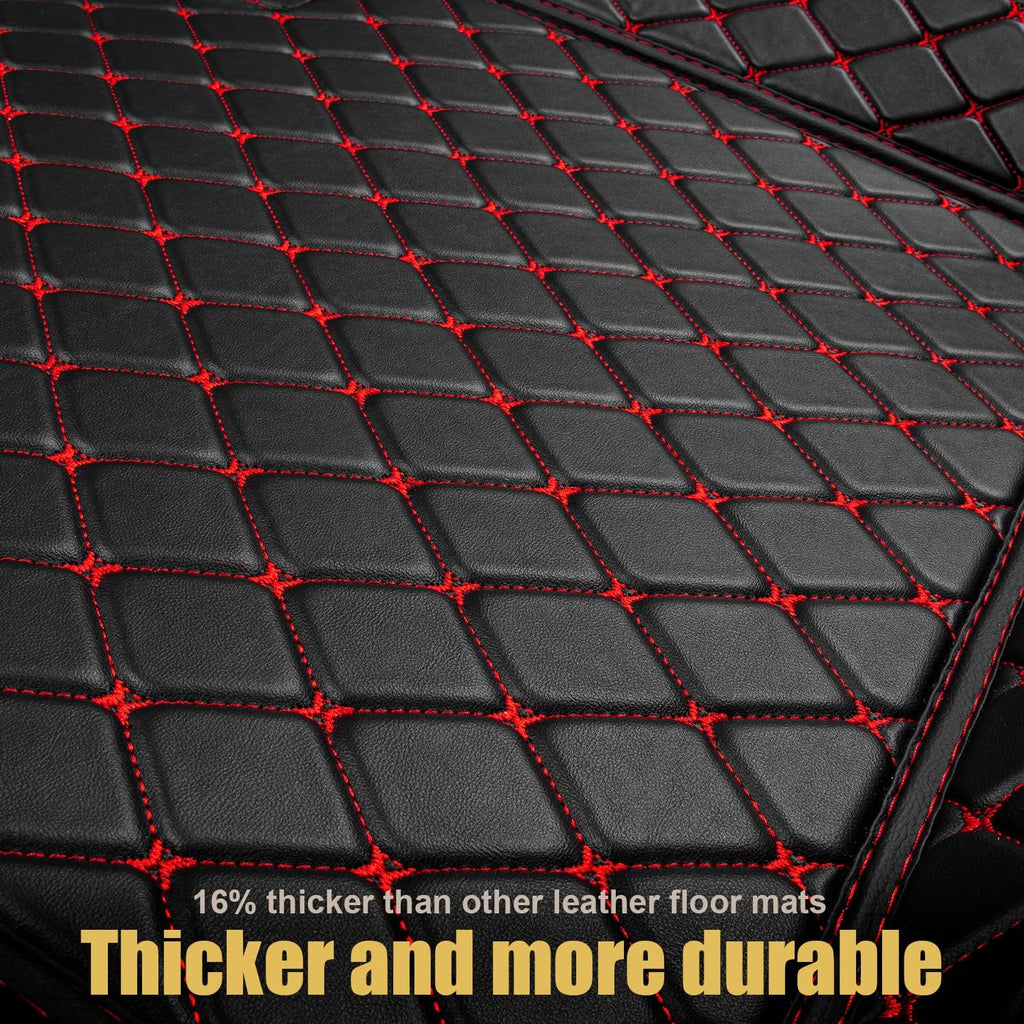Leather Car Floor Mats 1st & 2nd Row Black A169