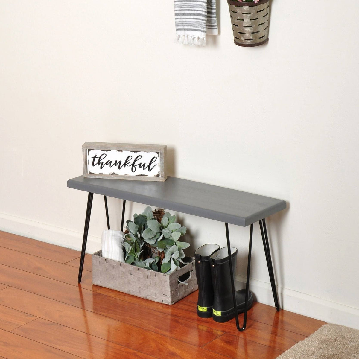 Weathered Gray Wood Bench Z7285