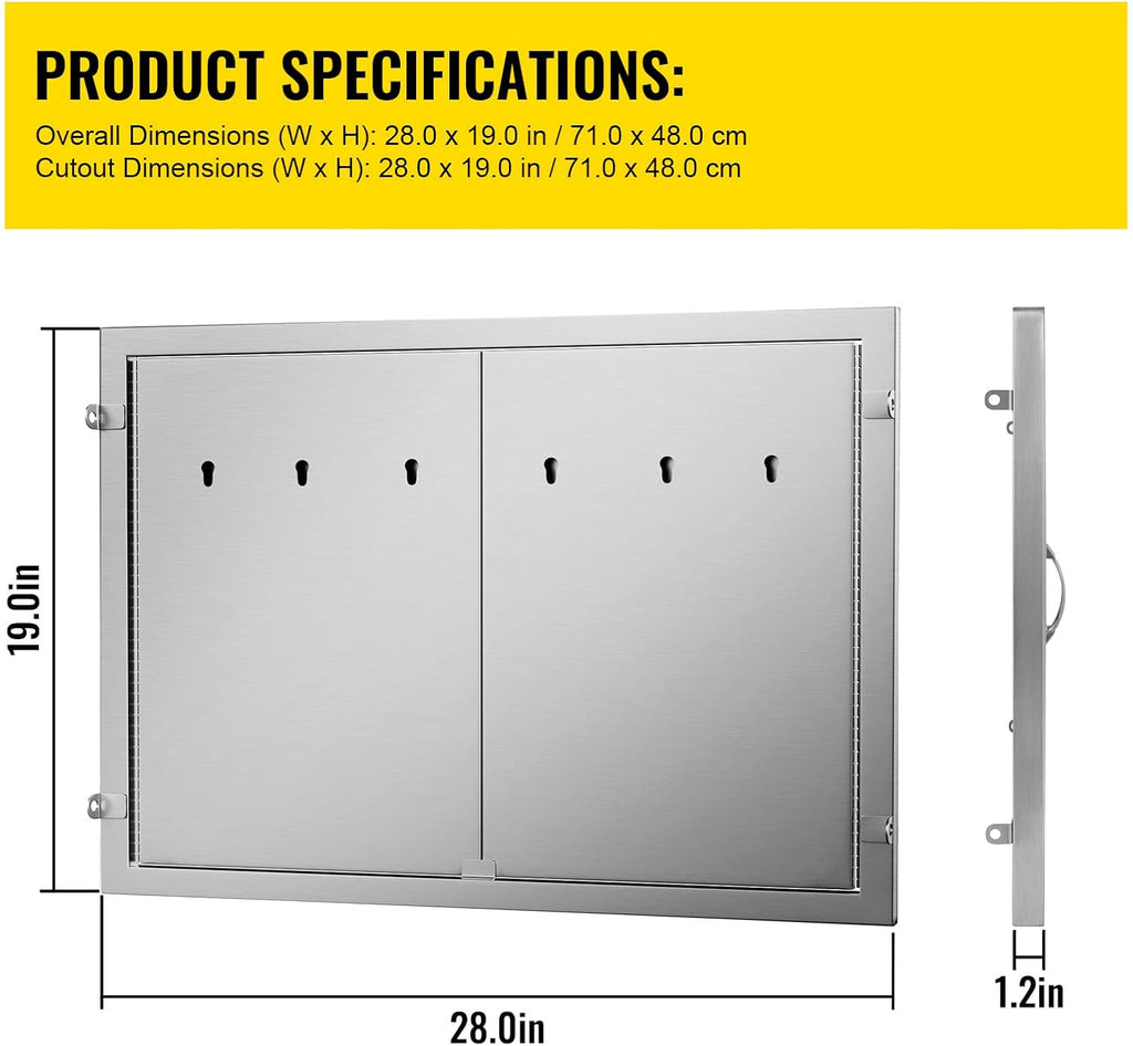 28W X 19H Inch Stainless Steel Double BBQ Access Door N807
