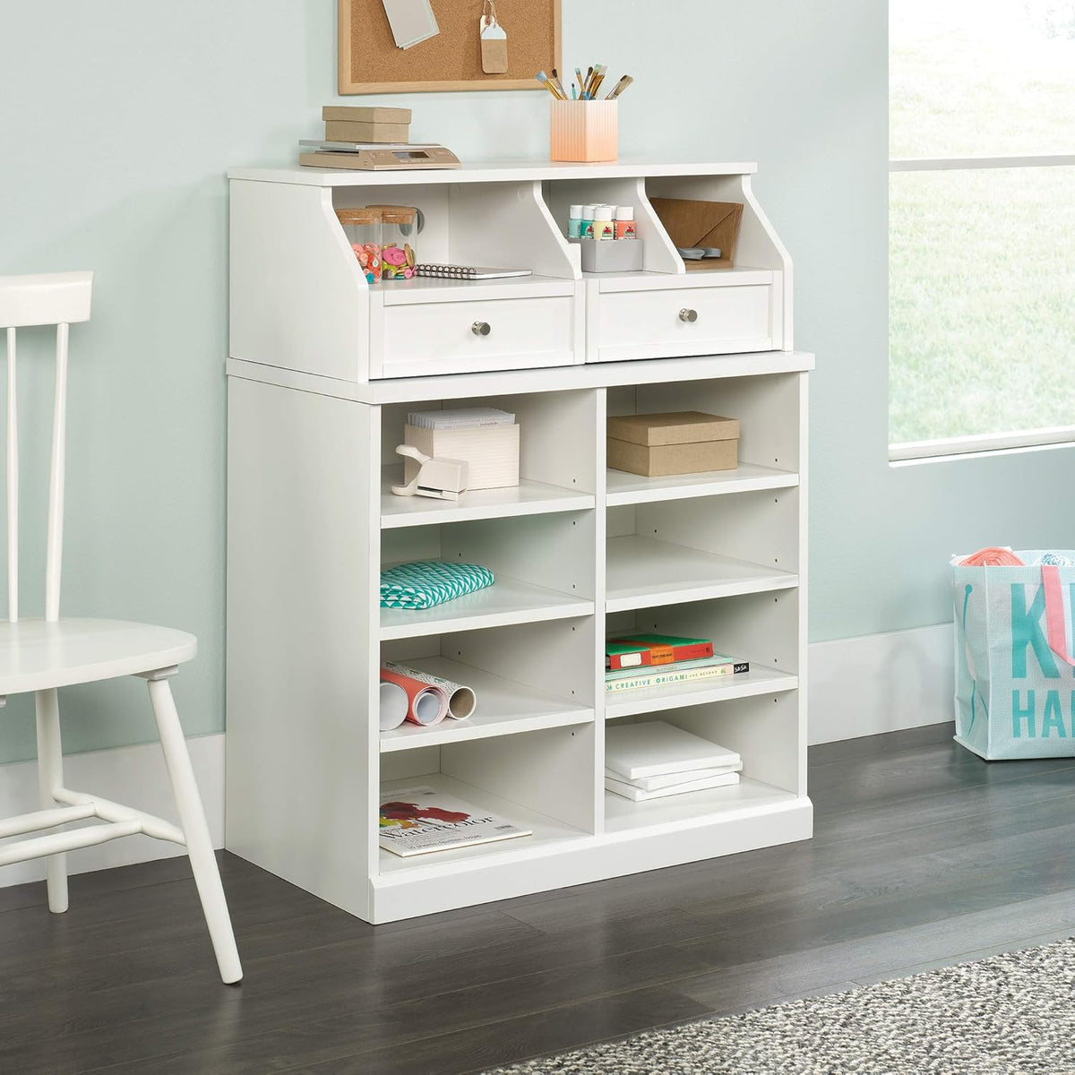White Open Storage Cabinet G8377