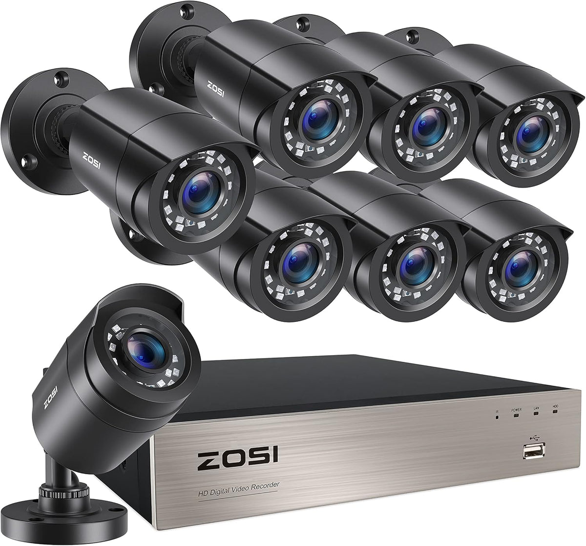 8CH 5MP Lite Security Camera System with 8pcs 1080P Bullet Cameras M83270