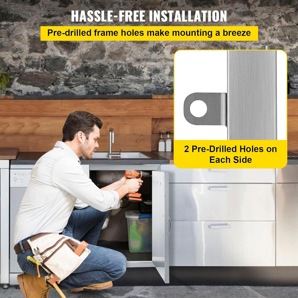 28W X 19H Inch Stainless Steel Double BBQ Access Door N807