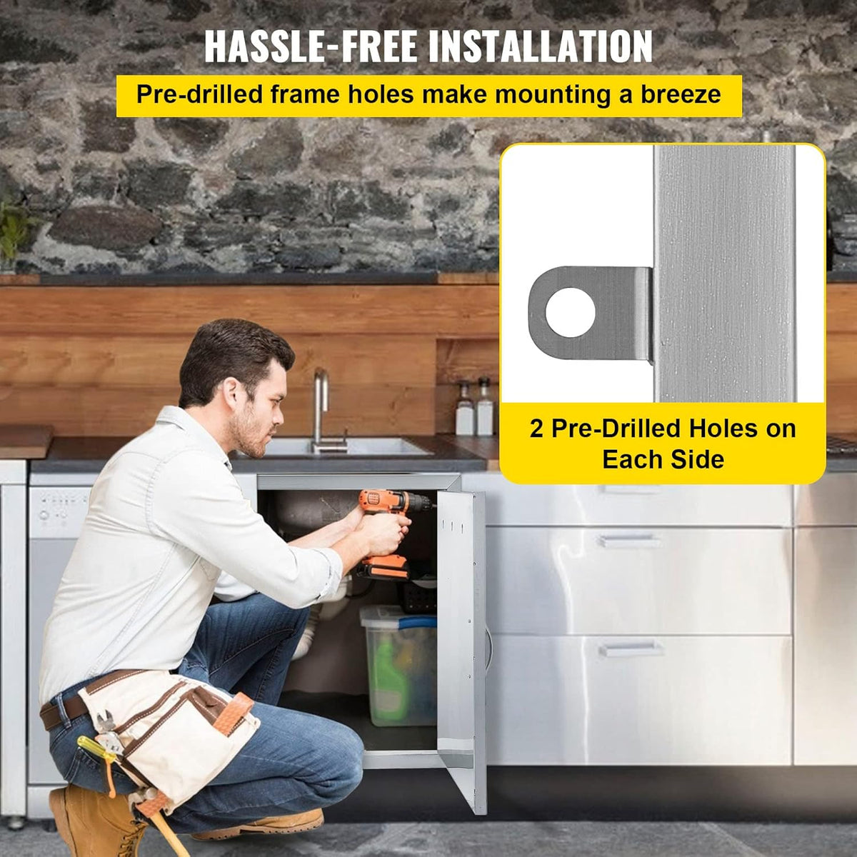 28W X 19H Inch Stainless Steel Double BBQ Access Door N807