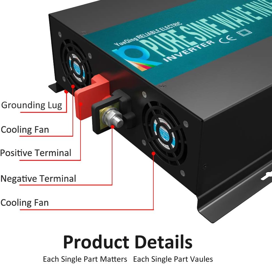 3000W 48V 120V Pure Sine Wave Power Inverter with 2 AC Outlets R1485