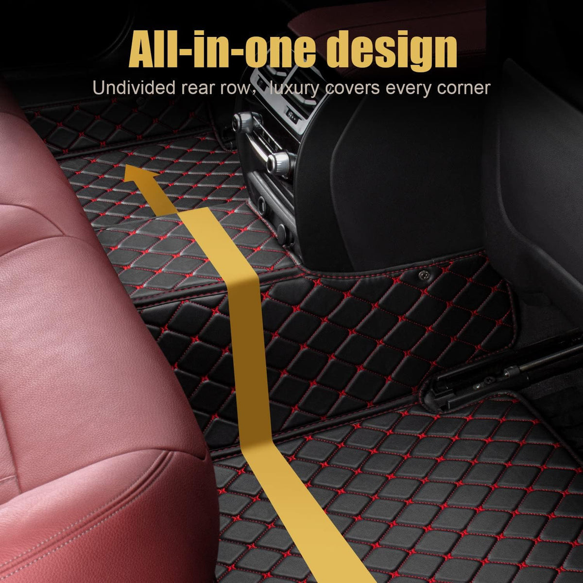 Leather Car Floor Mats 1st & 2nd Row Black A169