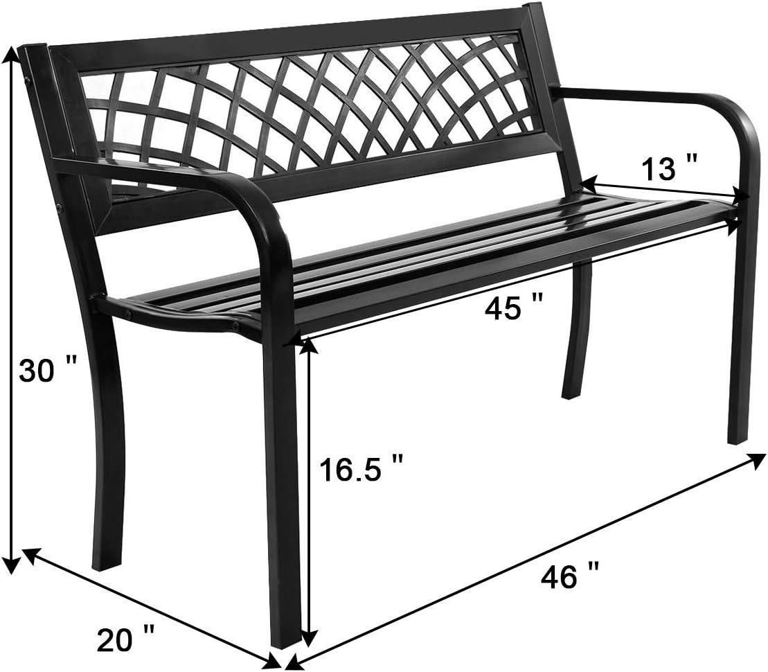 Black Cast Iron Frame Patio Garden Bench X944276
