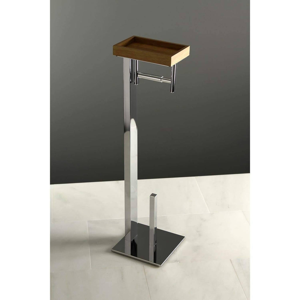 Freestanding Toilet Paper Holder with Storage Shelf Matte Black J937958
