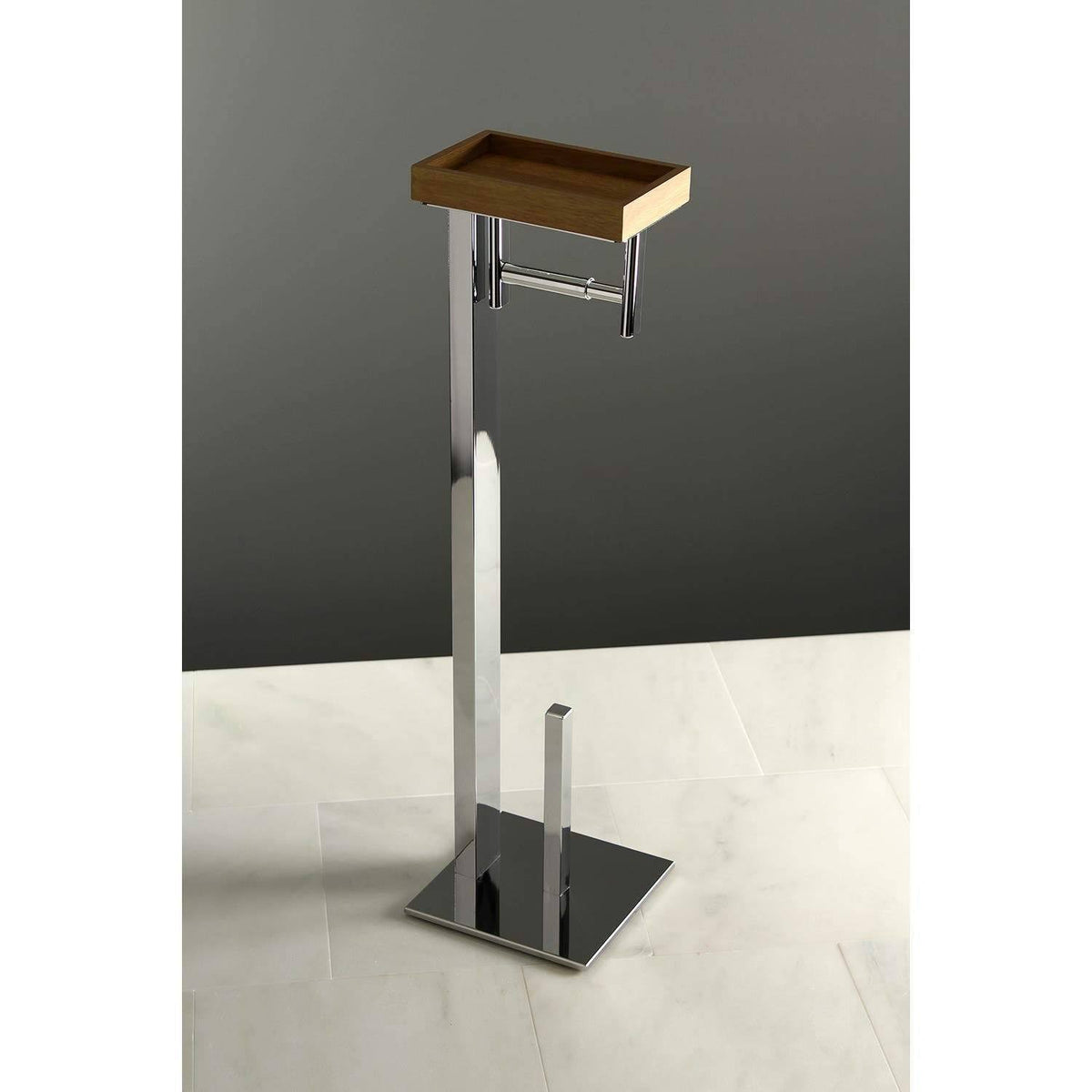 Freestanding Toilet Paper Holder with Storage Shelf Matte Black J937958