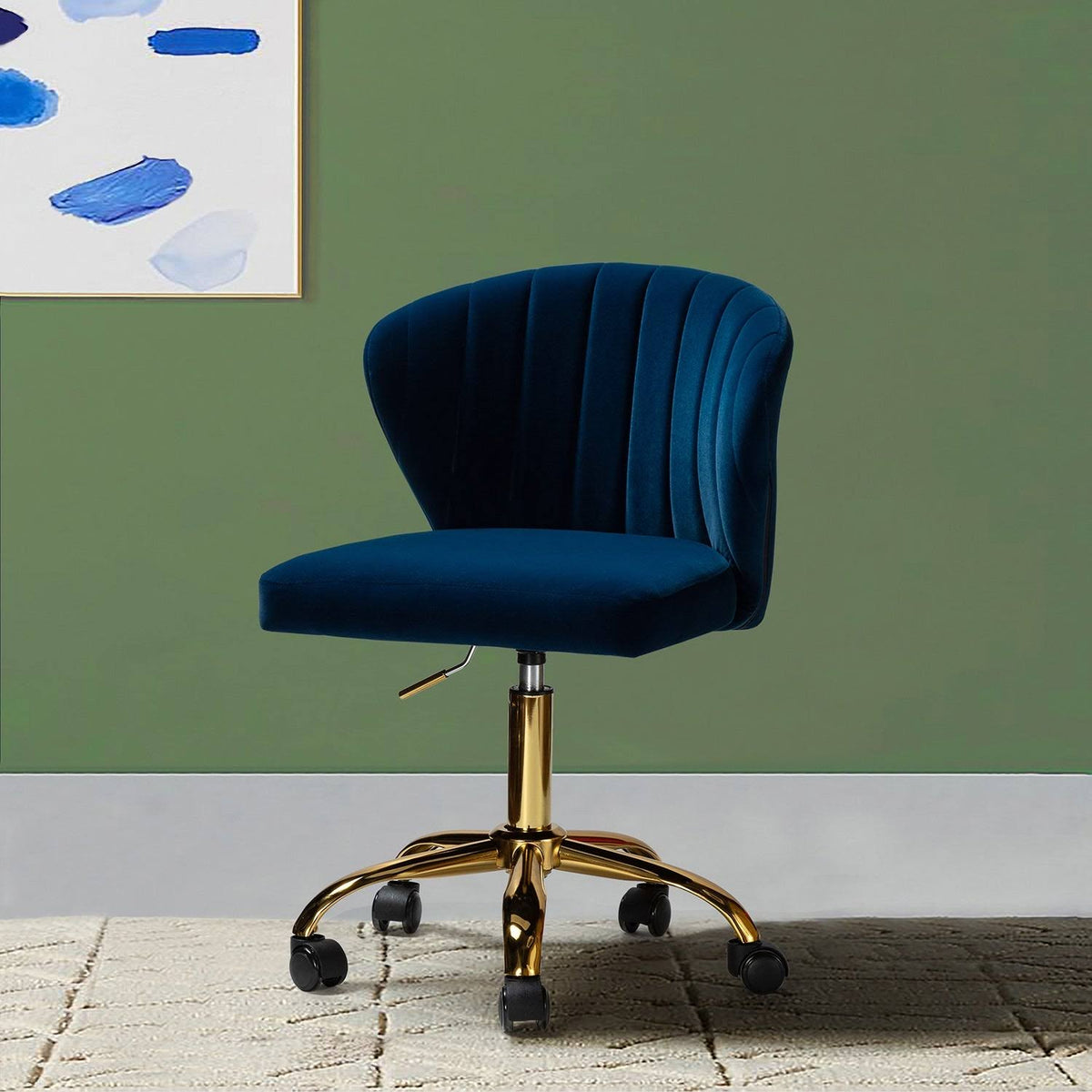 Navy Velvet Upholstered Task Chair R7503