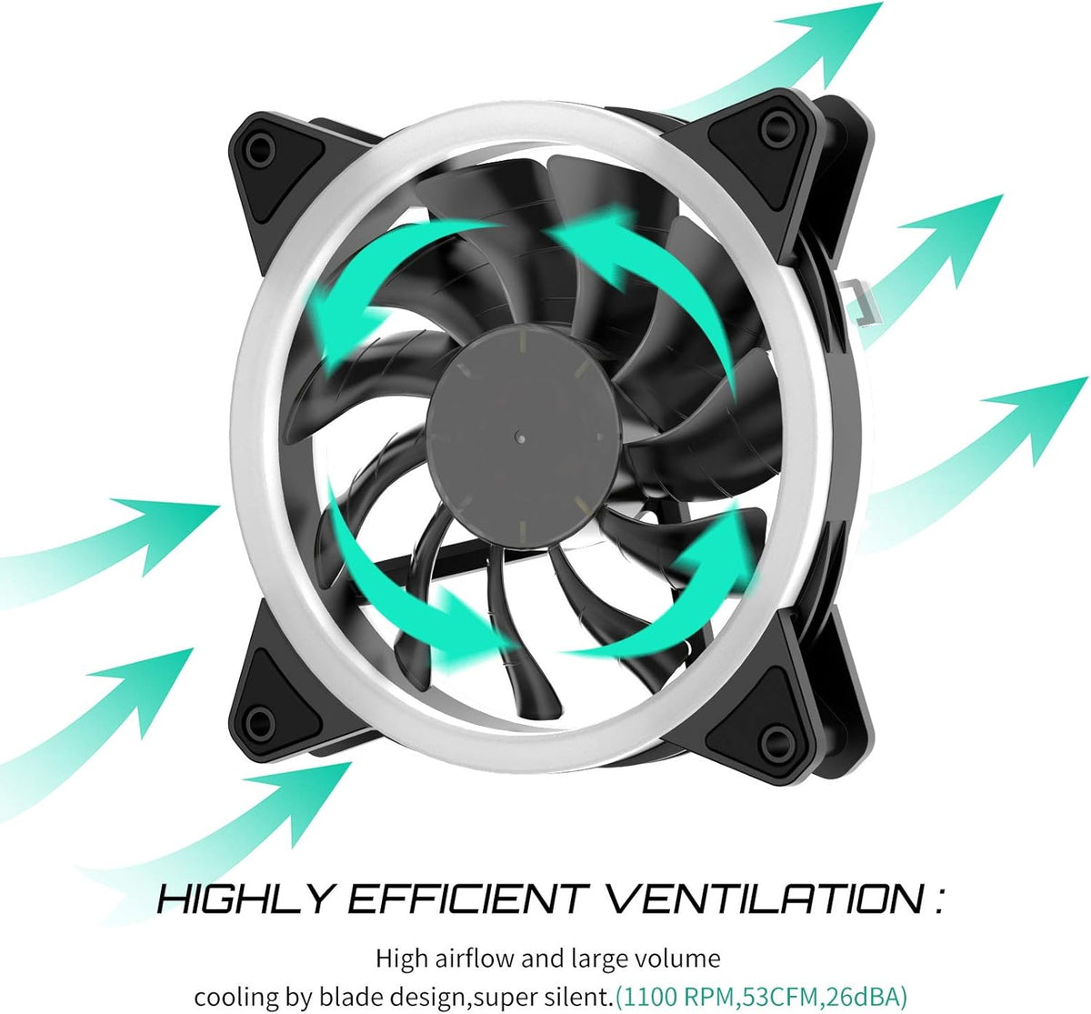 120mm LED Silent Computer Case Fan Triple Pack V487343