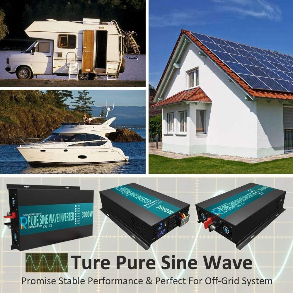 3000W 48V 120V Pure Sine Wave Power Inverter with 2 AC Outlets R1485