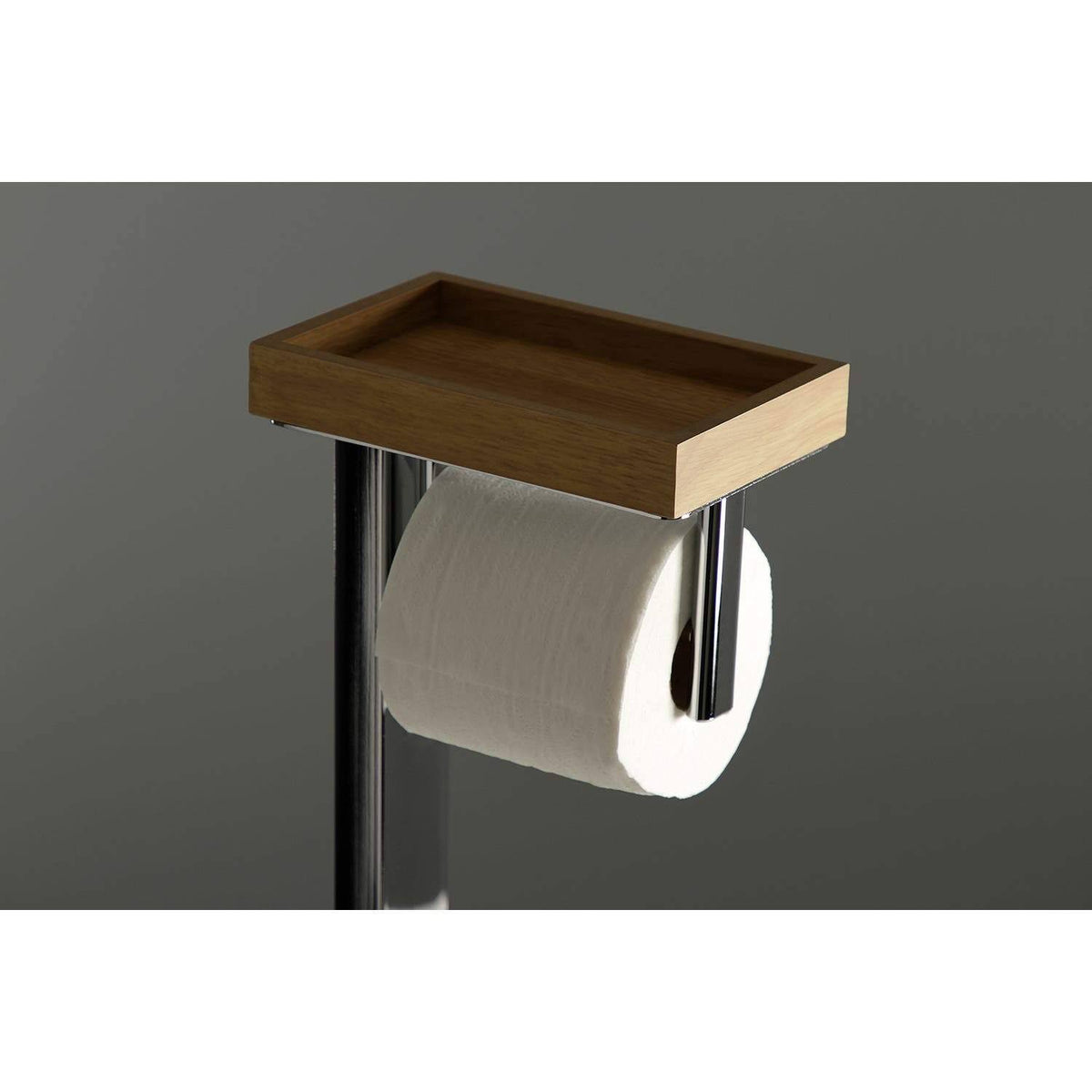 Freestanding Toilet Paper Holder with Storage Shelf Matte Black J937958