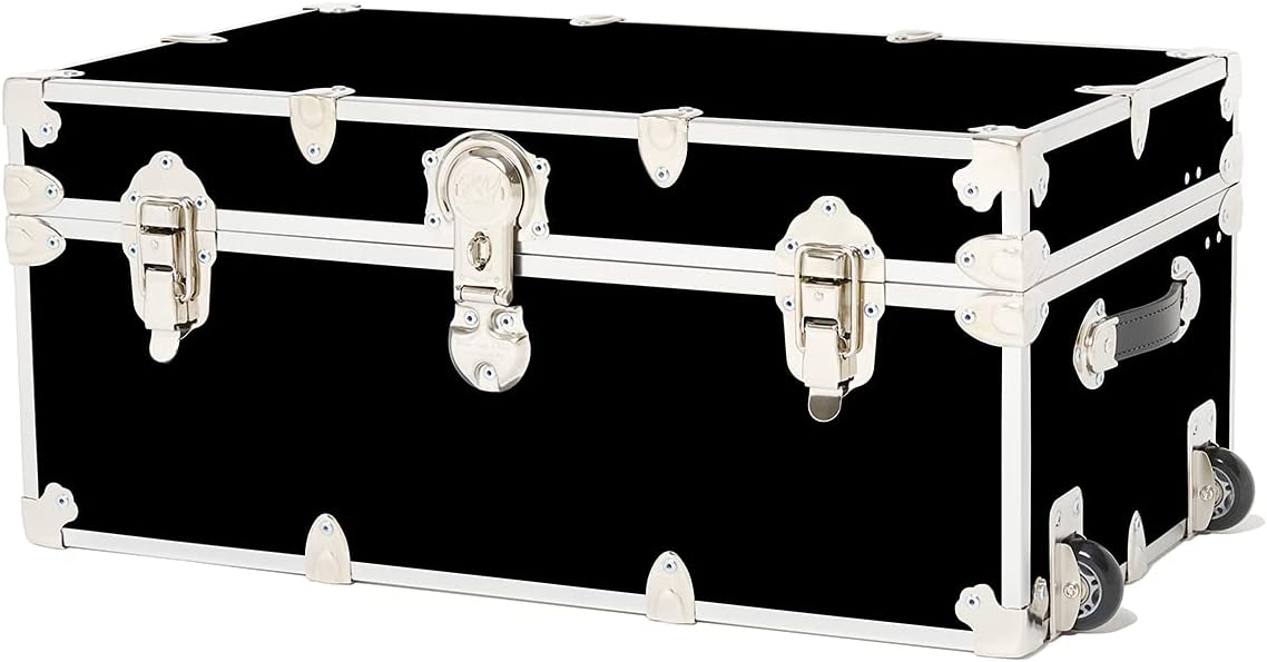 Large Black Storage Trunk with Wheels T3943