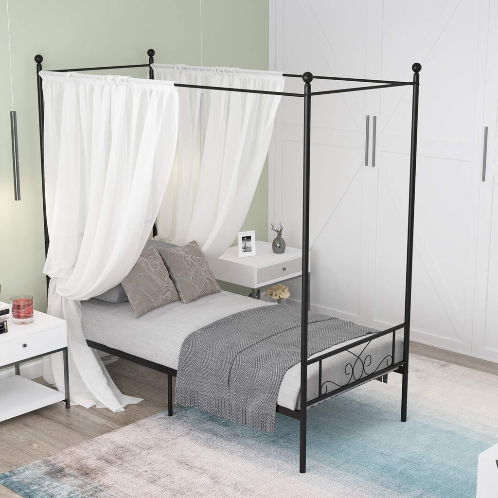 Queen Size Gold Metal Canopy Bed Frame L40648