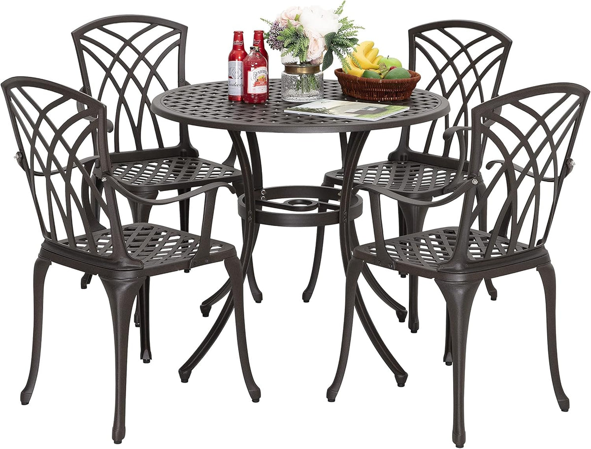 Black 5 Pcs Cast Aluminum Patio Dining Set B335