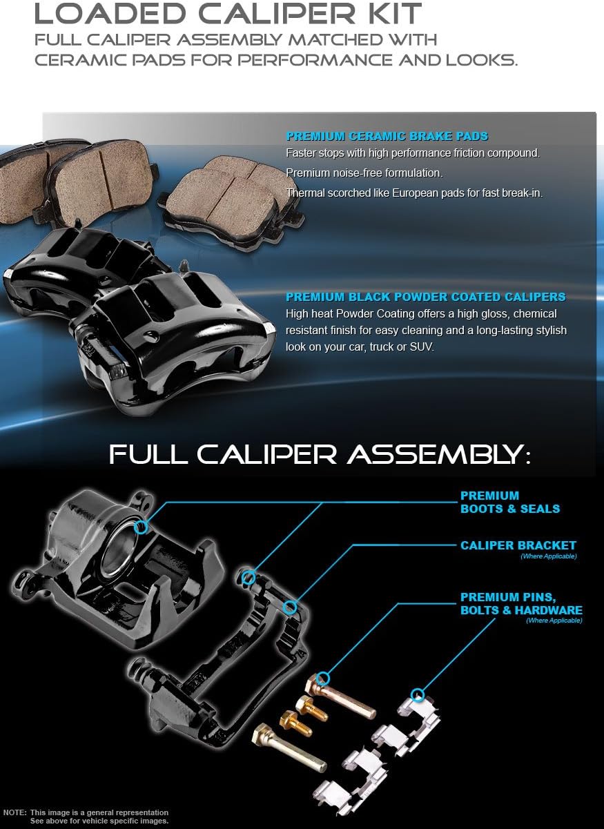 Black Powder Coated Calipers + Ceramic Brake Pads W7193