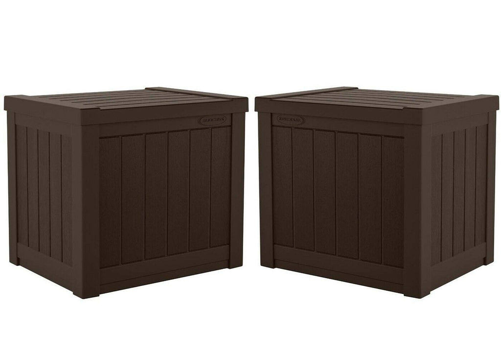 Resin 22-Gallon Patio Storage Deck Box, Java Brown 2 Pack V62338