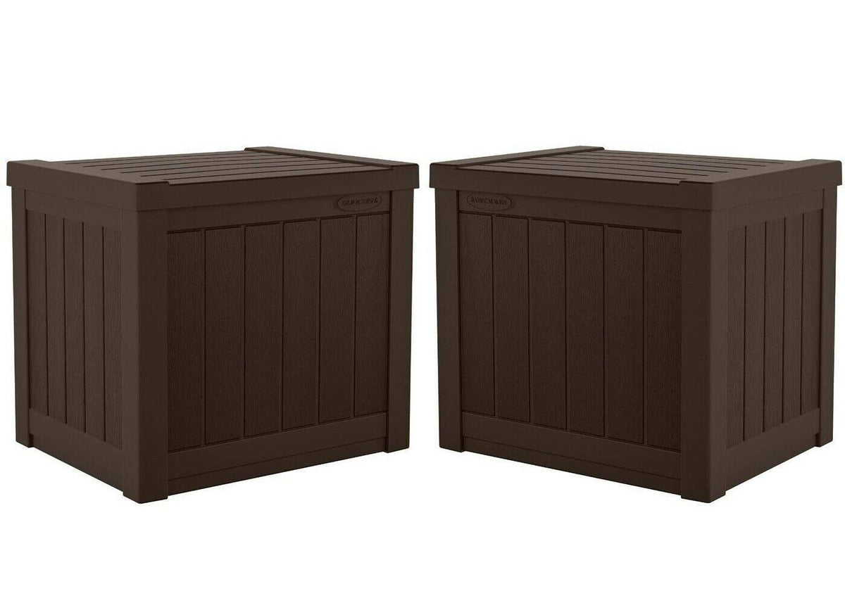 Resin 22-Gallon Patio Storage Deck Box, Java Brown 2 Pack V62338