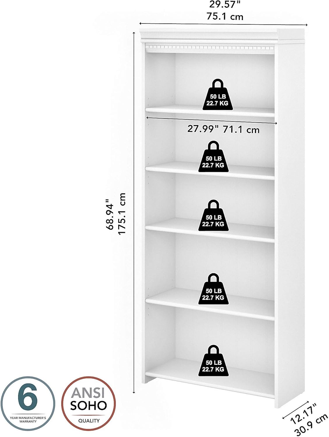 Tall 5 Shelf Bookcase Z785673