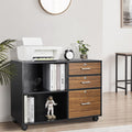 Black & White 3 Drawer Wood File Cabinet with Lock U492