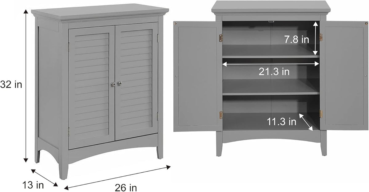 Grey Freestanding Floor Cabinet with 2 Shutter Doors H1854