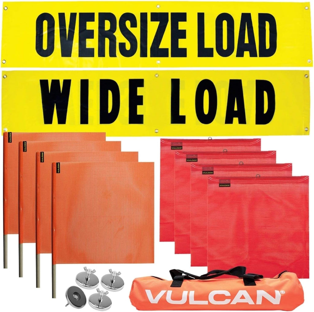 Flags, Signs, and Magnets Kit with 2 Reversible Oversize Load Signs, 4 Red Flags, 4 Orange Flags, and 4 Magnets W9759