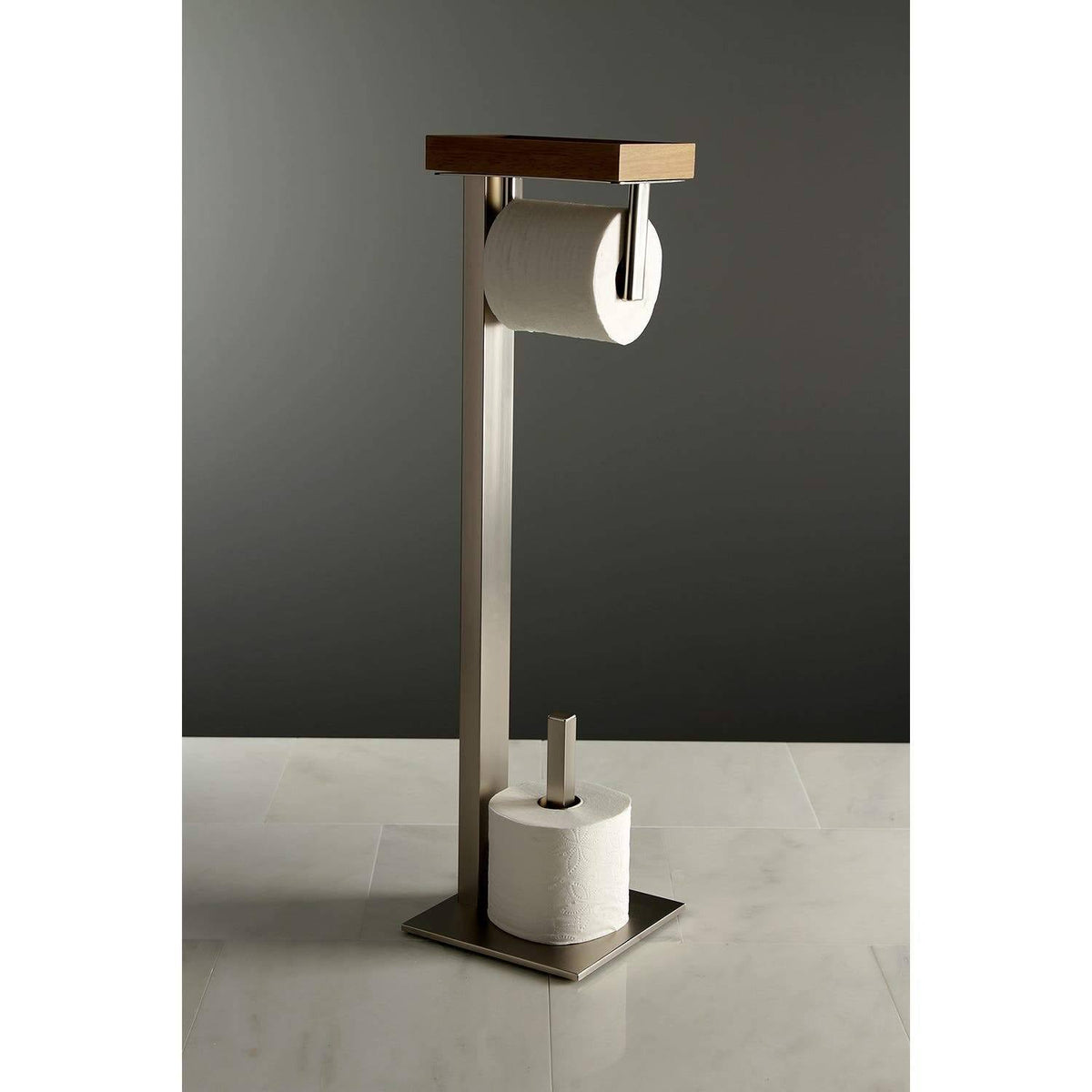 Freestanding Toilet Paper Holder with Storage Shelf Matte Black J937958