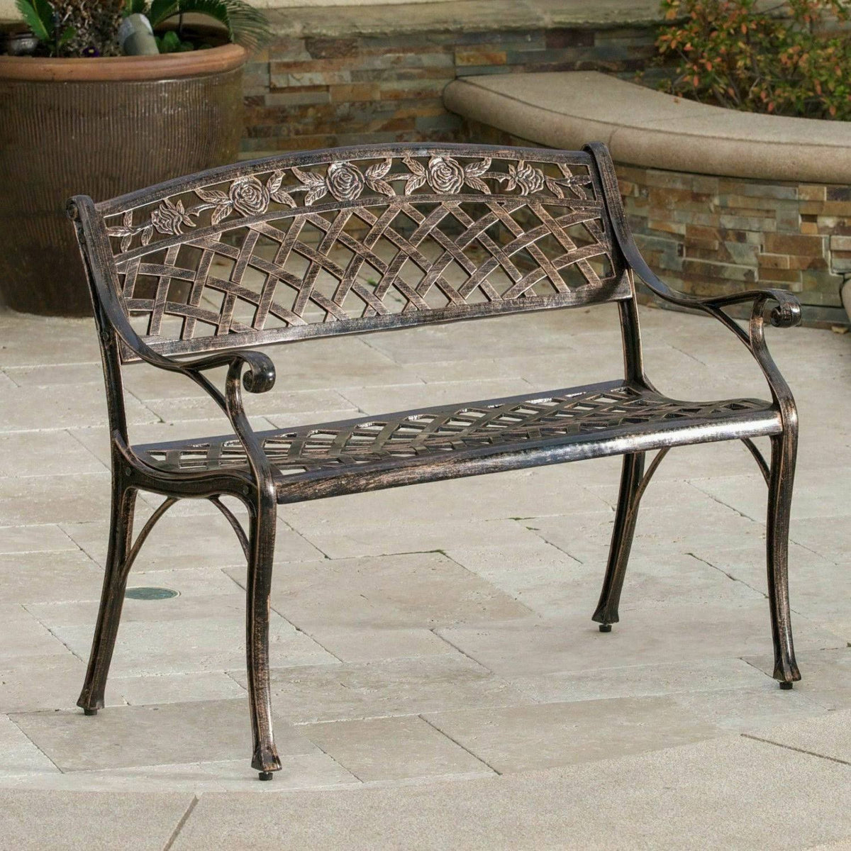 Copper Cast Aluminum Bench V469