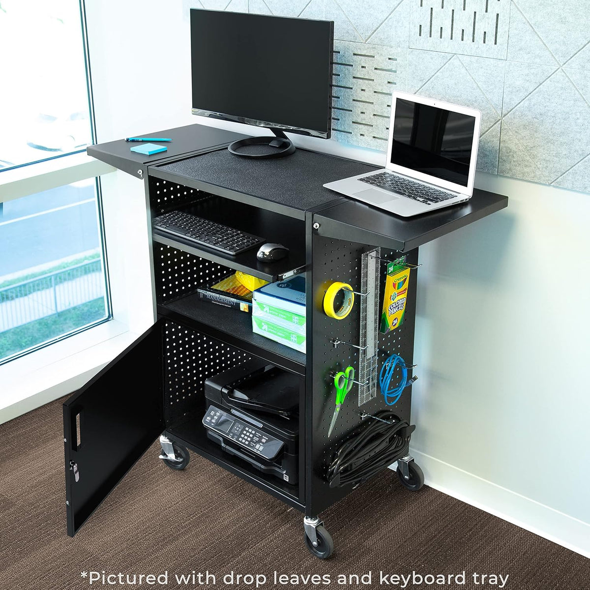 AV Cart with Pegboard Siding and 12 Hooks P553
