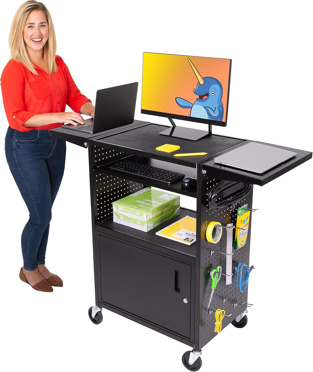 AV Cart with Pegboard Siding and 12 Hooks P553