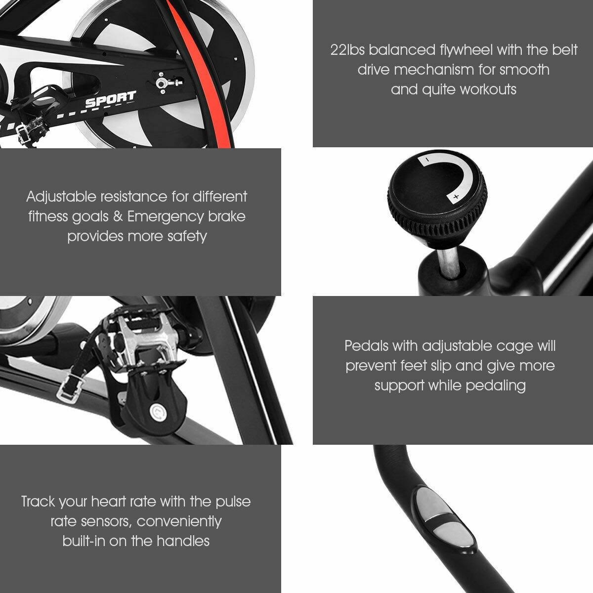 Black Adjustable Exercise Bike V1870