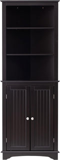 Tall Corner Cabinet with Two Doors and Three Tier Shelves, Espresso G796301