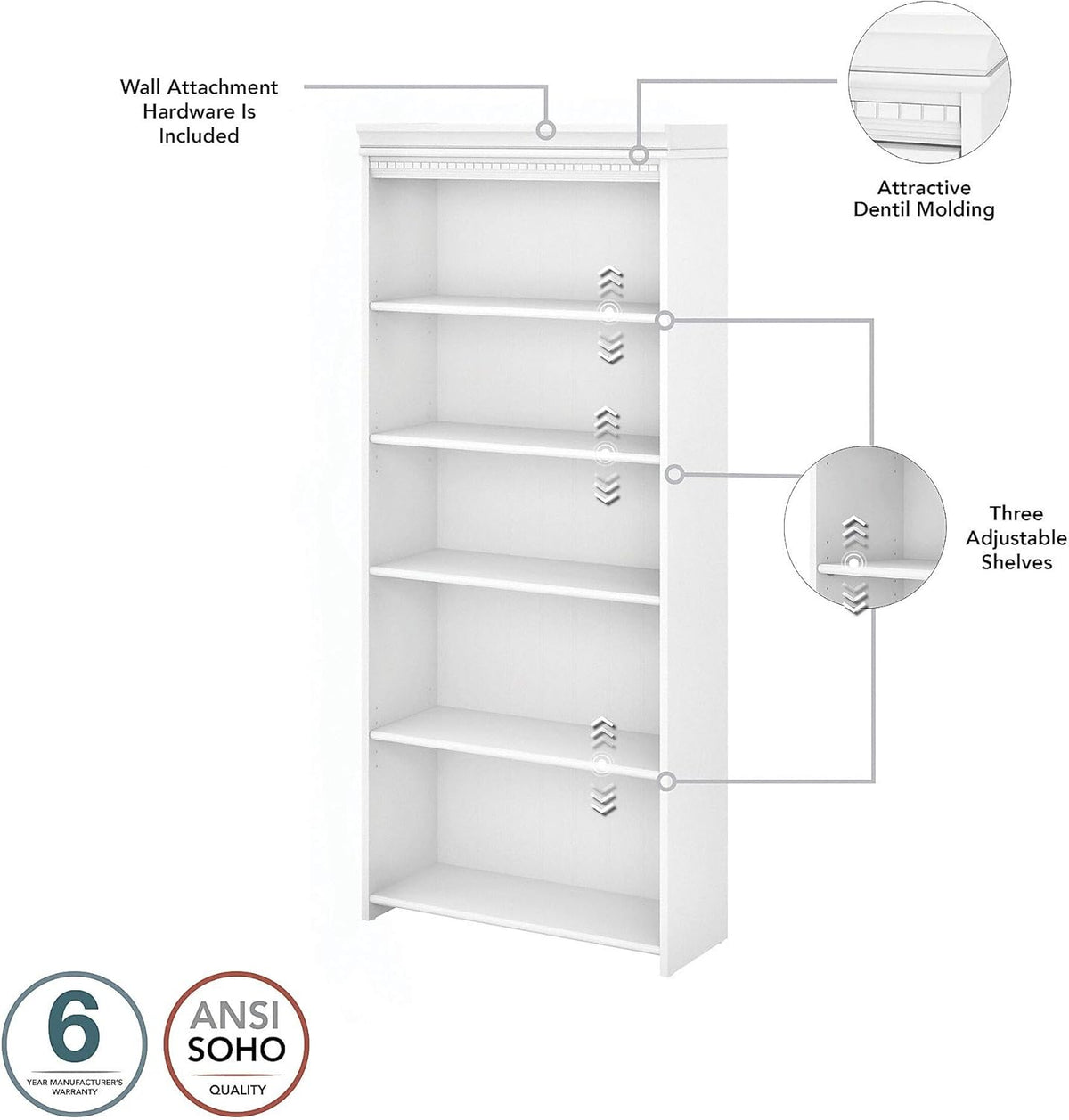 Tall 5 Shelf Bookcase Z785673