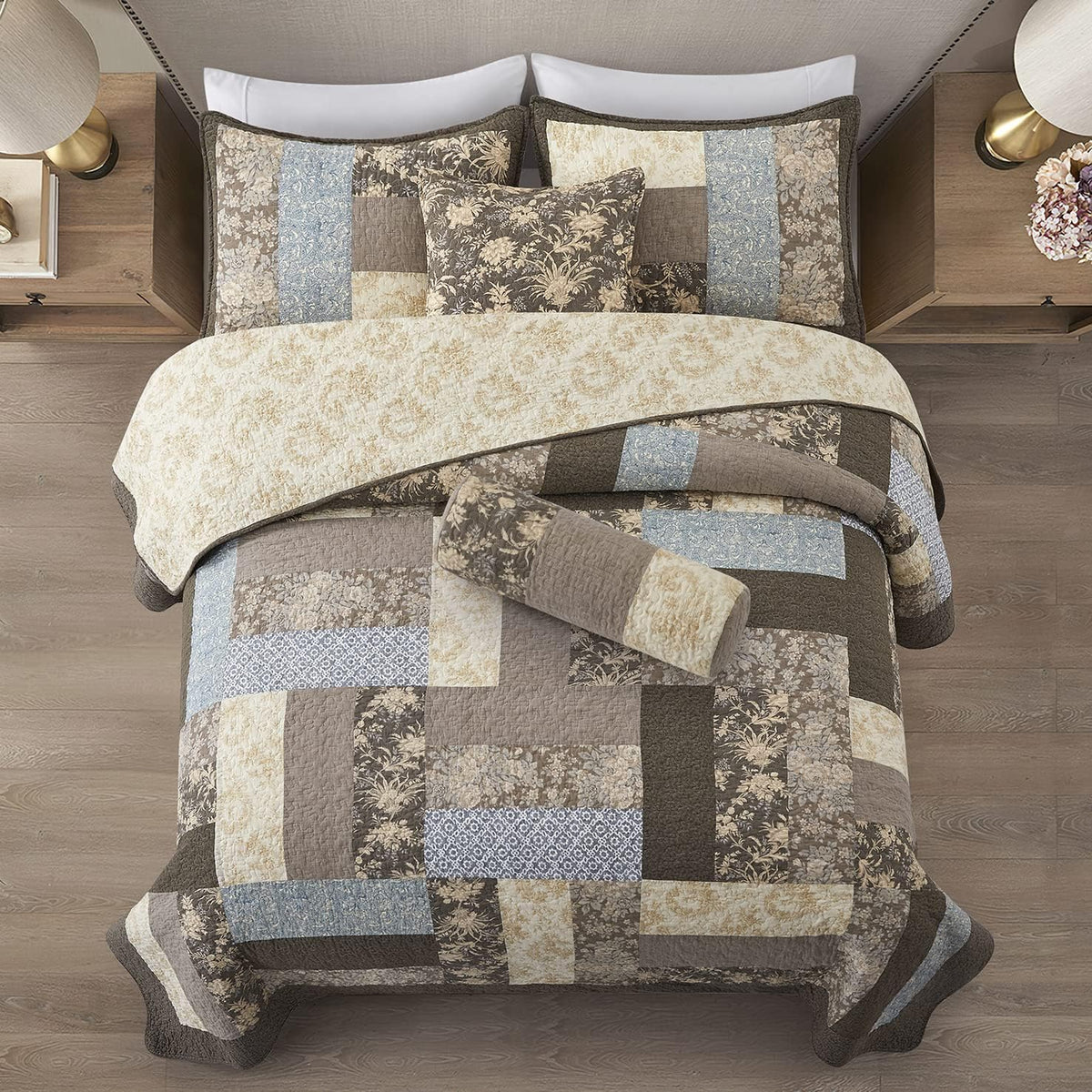 3-Piece 100% Cotton Bohemian Bedding Set, 1 Quilt and 2 Shams (California King) W1562