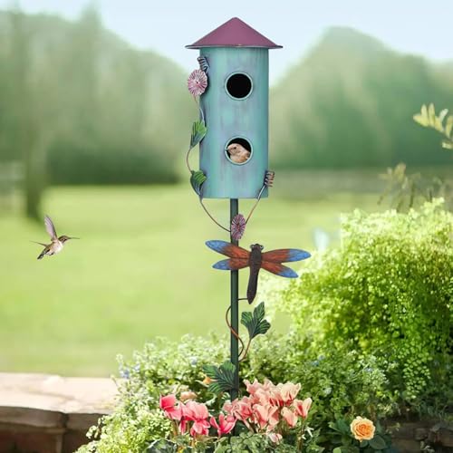 57” Metal Bird Feeder Stake with Cylinders Design F615