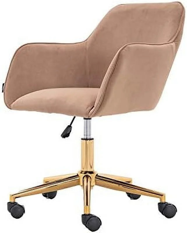 Yellow Velvet Fabric Office Chair with Gold Metal Legs P660941