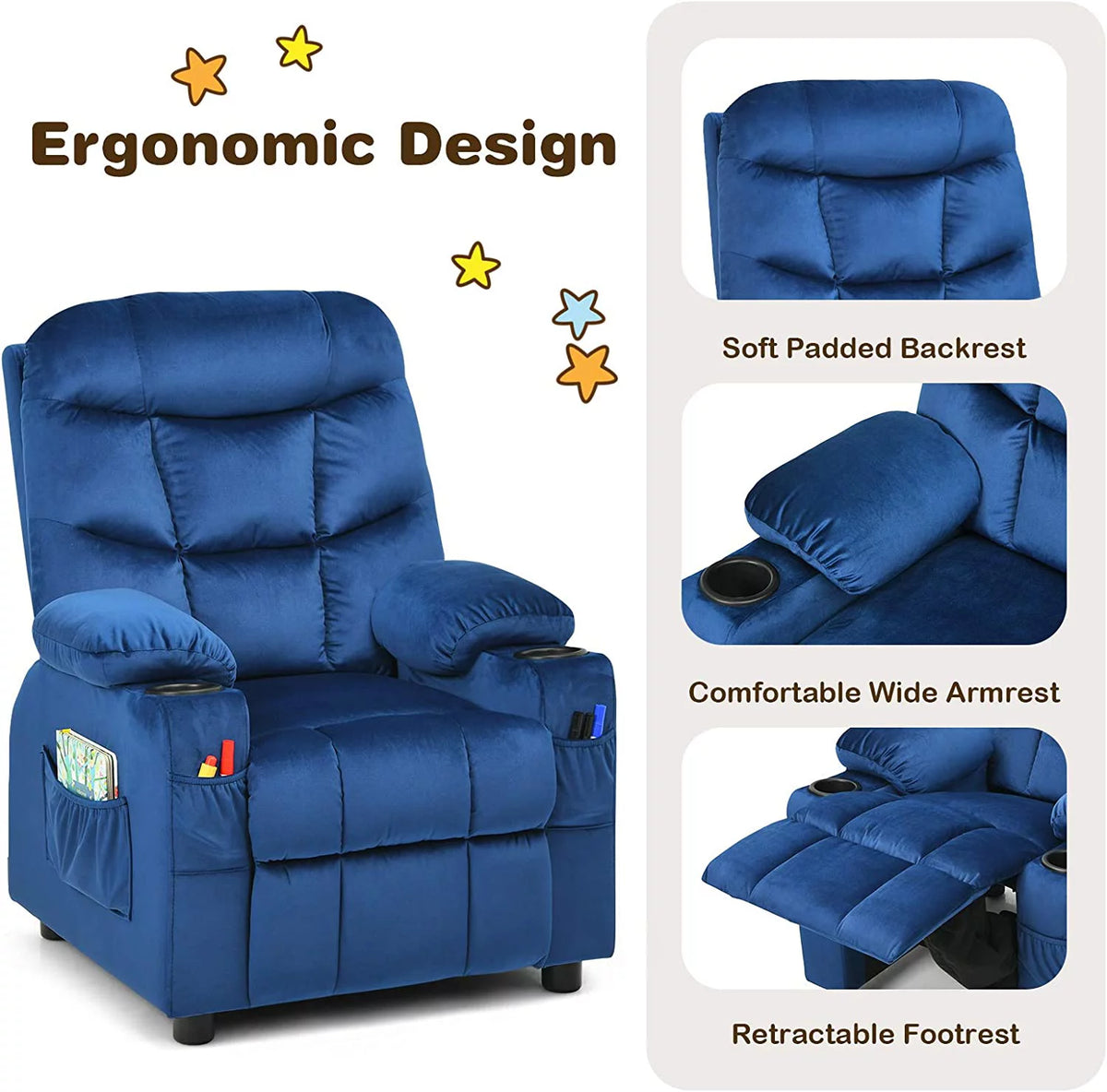 Kids Recliner Chair with Cup Holder U99284