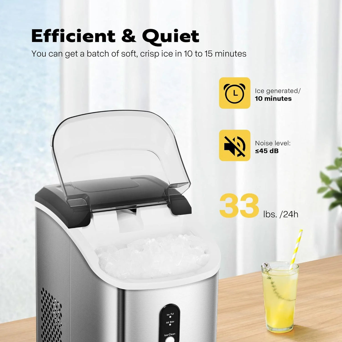 Countertop Nugget Ice Maker with Scoop and Self Cleaning T548994