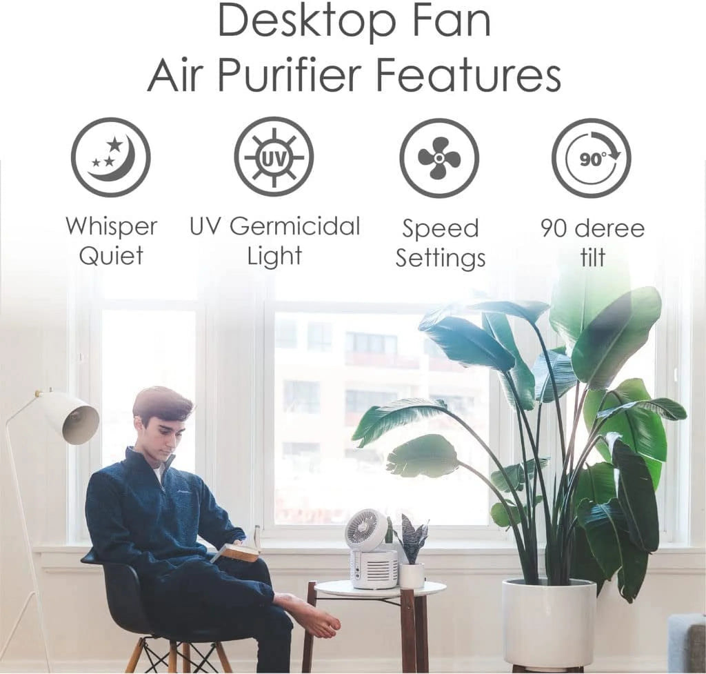 2-in-1 Air Purifier and Desk Top Fan HEPA White N1887